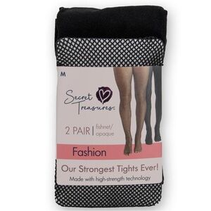 Secret Treasures Women's Opaque Fishnet Tight, 2 Pair